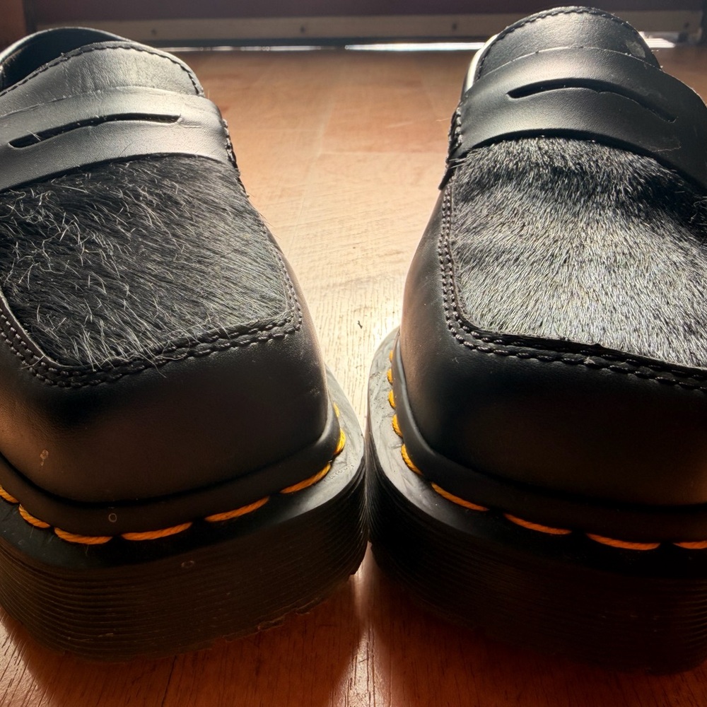 Dr. Martens Black Hair-On Leather Loafers